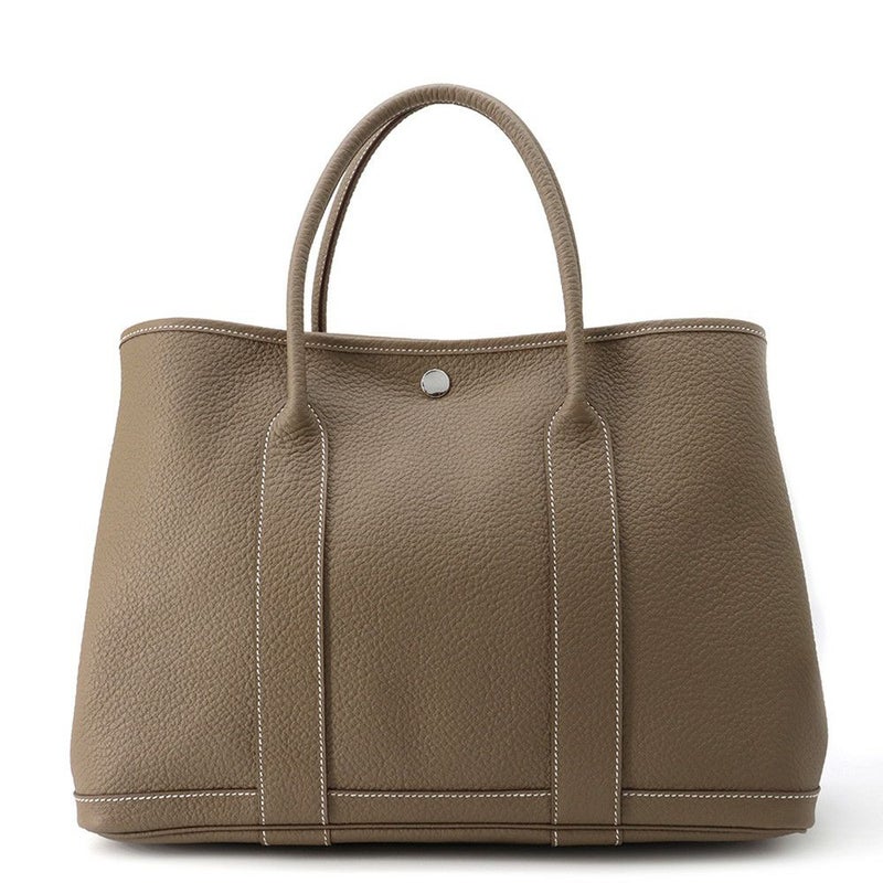 エルメス トートバッグ ガーデンパーティPM スティープル エトゥープ/カドリーベージュ/シルバー金具 カントリー Q刻印