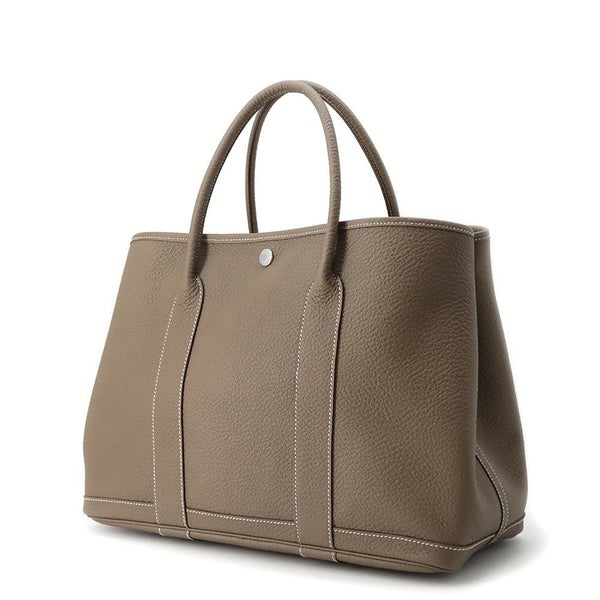 エルメス トートバッグ ガーデンパーティPM スティープル エトゥープ/カドリーベージュ/シルバー金具 カントリー Q刻印