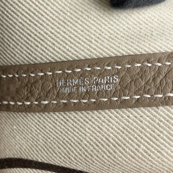 エルメス トートバッグ ガーデンパーティPM スティープル エトゥープ/カドリーベージュ/シルバー金具 カントリー Q刻印