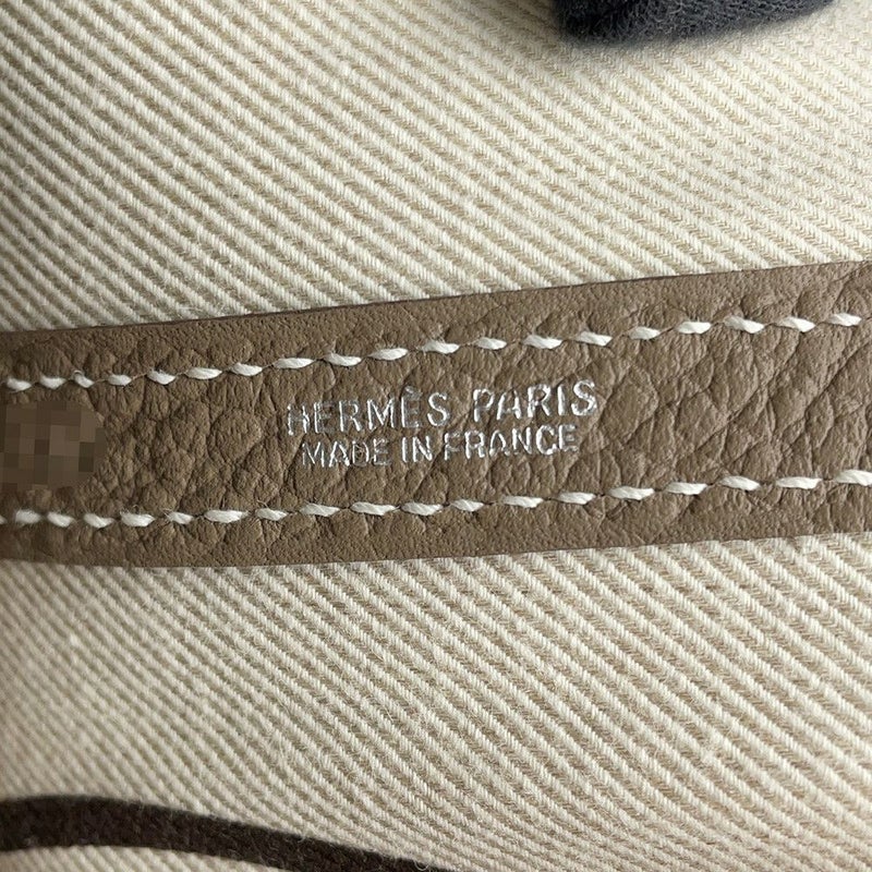 エルメス トートバッグ ガーデンパーティPM スティープル エトゥープ/カドリーベージュ/シルバー金具 カントリー Q刻印