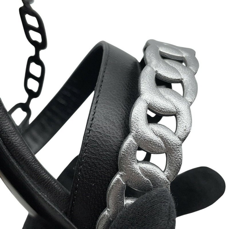 エルメス サンダル アジャッチオ レザー レディースサイズ38 HERMES 靴 黒