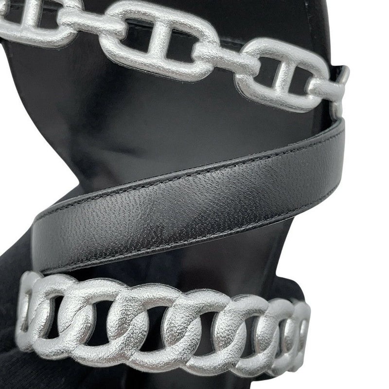 エルメス サンダル アジャッチオ レザー レディースサイズ38 HERMES 靴 黒