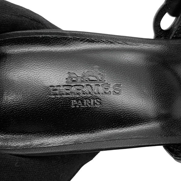 エルメス サンダル アジャッチオ レザー レディースサイズ38 HERMES 靴 黒
