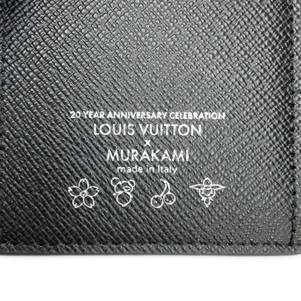 ルイヴィトン 三つ折り財布 モノグラム・マルチカラー LV × TM ポルトフォイユ・ヴィクトリーヌ M14163 村上隆 コラボ 黒 ブラック