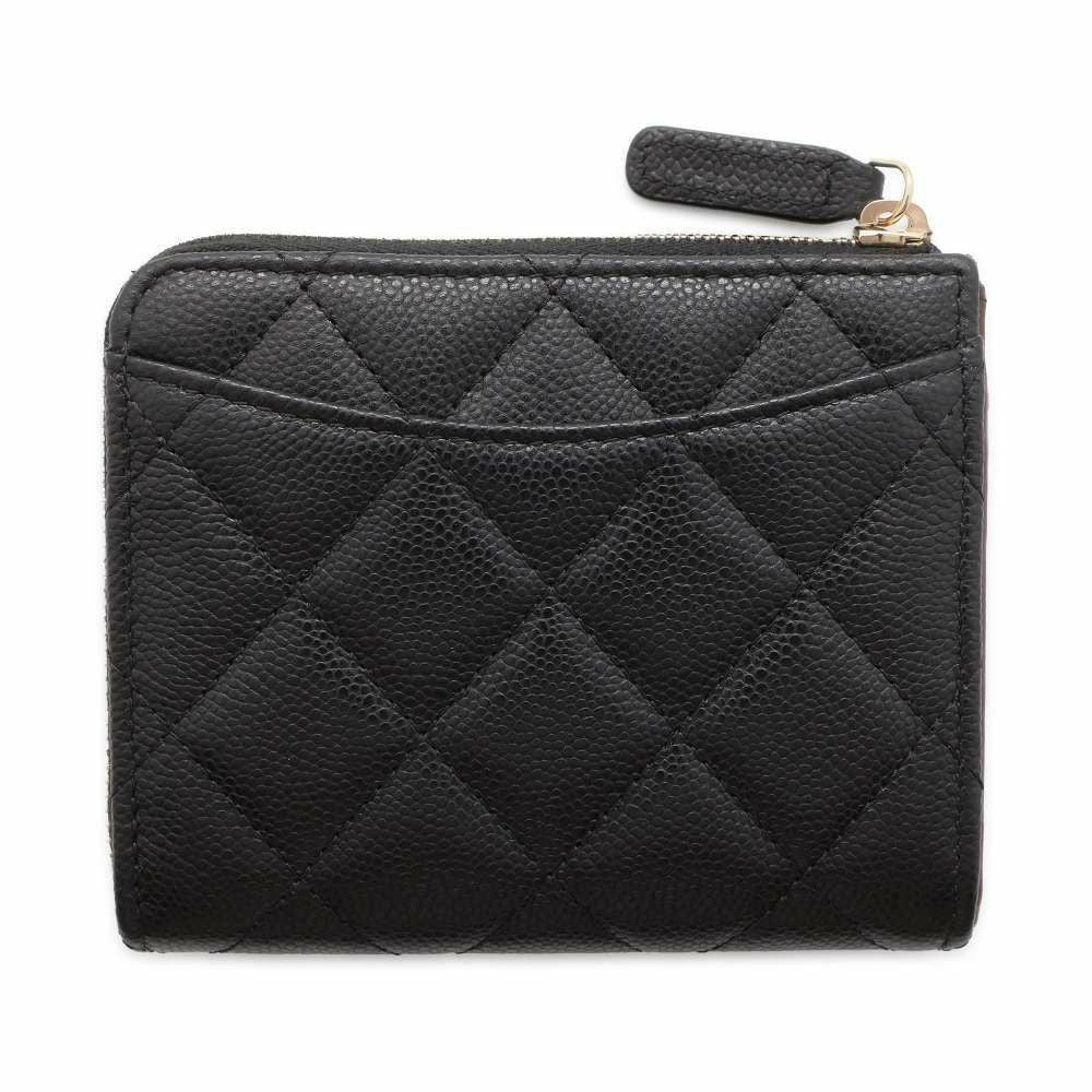 CHANEL　デカココ　ブラック 　ケース　Ｌ字ファスナー シャネル コインケース マトラッセ ココマーク キャビアスキン L字