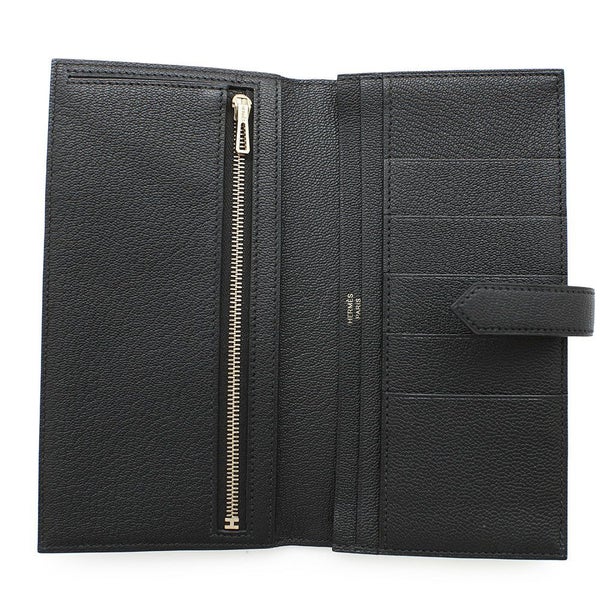 エルメス 長財布 ベアンスフレ ブラック/ゴールド金具 シェブルミゾル B刻印 財布 シェーブル 黒