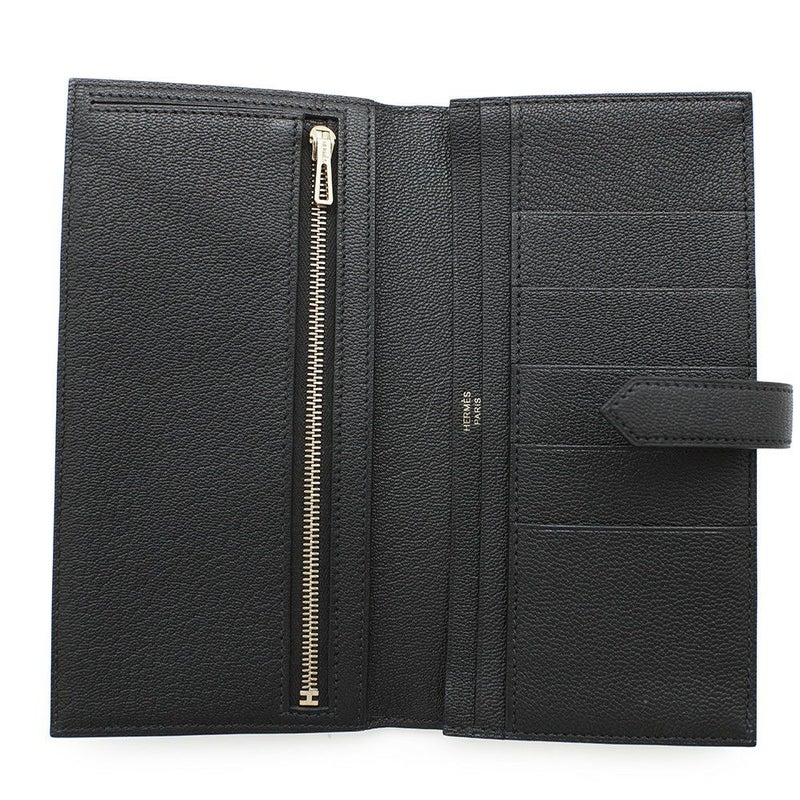 エルメス 長財布 ベアンスフレ ブラック/ゴールド金具 シェブルミゾル B刻印 財布 シェーブル 黒