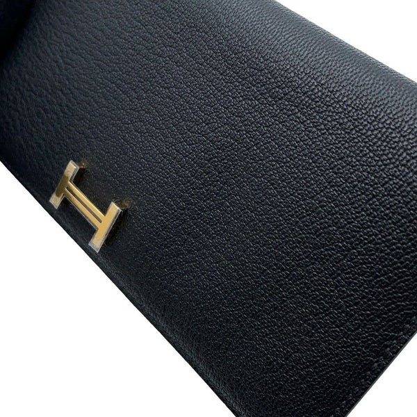 エルメス 長財布 ベアンスフレ ブラック/ゴールド金具 シェブルミゾル B刻印 財布 シェーブル 黒