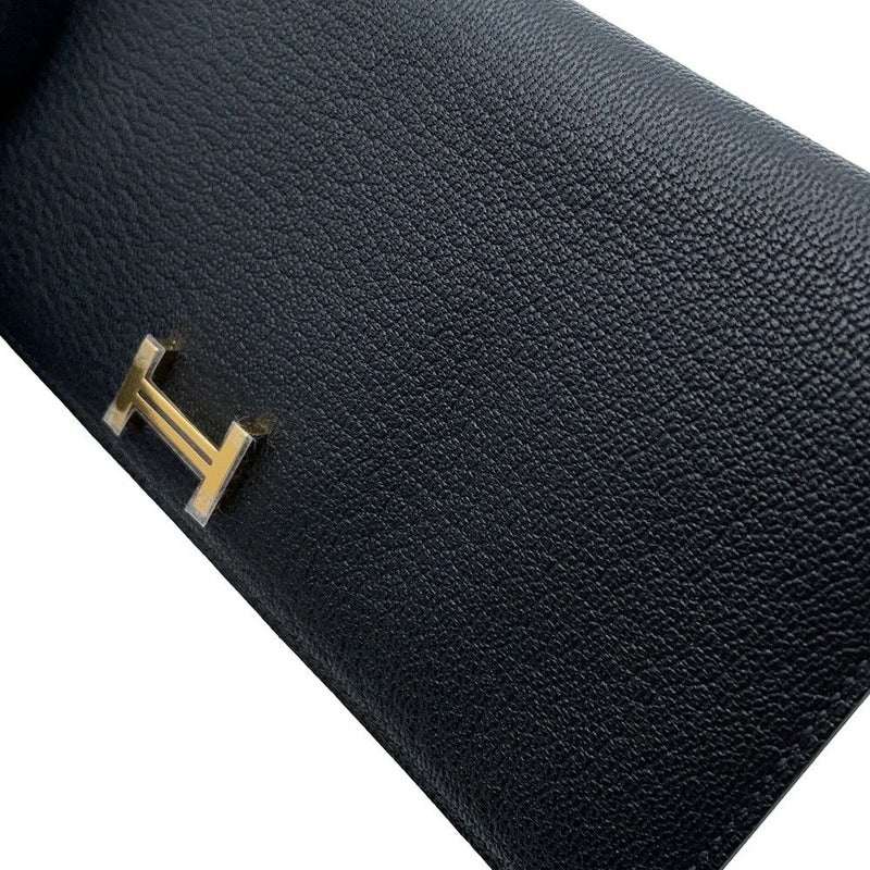 エルメス 長財布 ベアンスフレ ブラック/ゴールド金具 シェブルミゾル B刻印 財布 シェーブル 黒