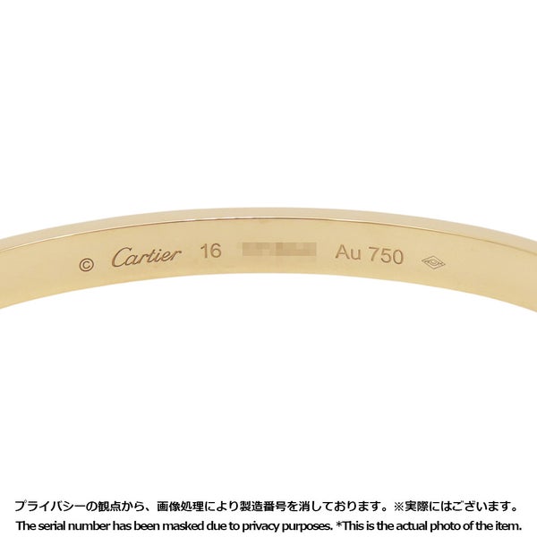 カルティエ ブレスレット ラブブレス ミディアムモデル K18YGイエローゴールド サイズ16 B6081516 LOVEブレスレット バングル