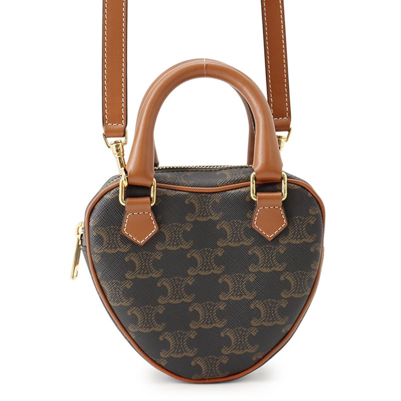 セリーヌ ハンドバッグ トリオンフ ハート PVC/レザー 198222 CELINE 2wayショルダーバッグ ブラウン