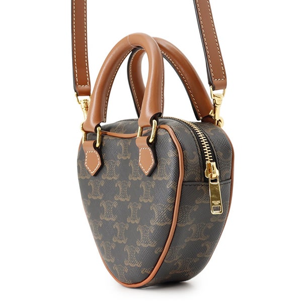 セリーヌ ハンドバッグ トリオンフ ハート PVC/レザー 198222 CELINE 2wayショルダーバッグ ブラウン