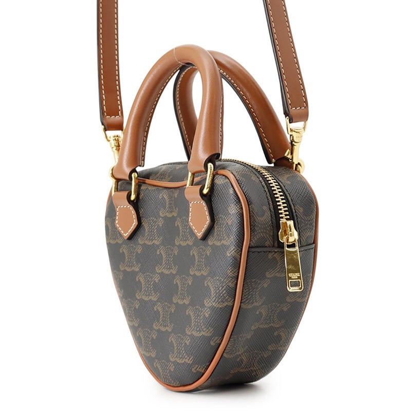 セリーヌ ハンドバッグ トリオンフ ハート PVC/レザー 198222 CELINE 2wayショルダーバッグ ブラウン