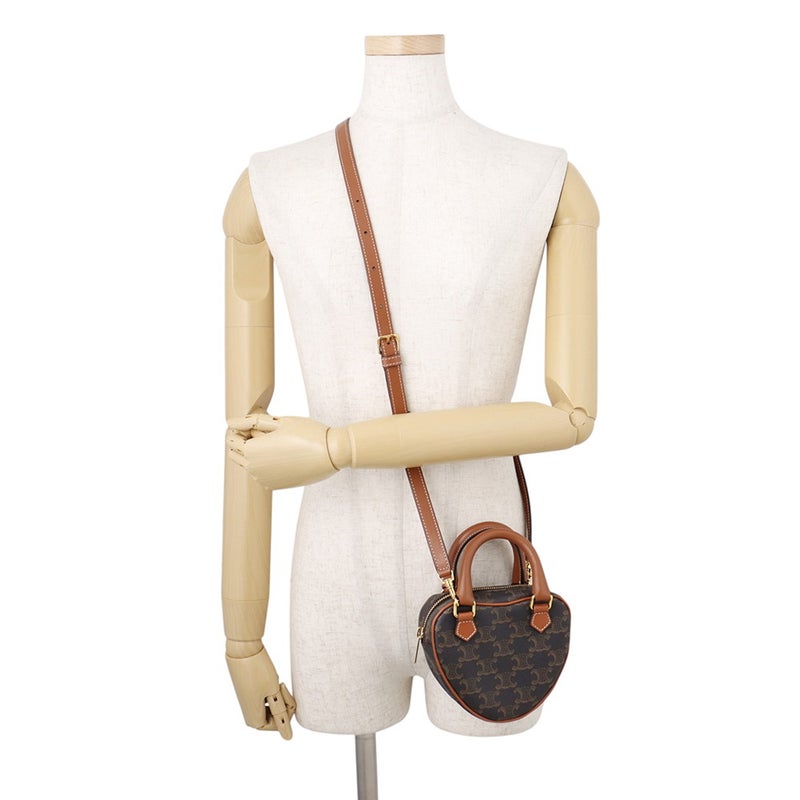 セリーヌ ハンドバッグ トリオンフ ハート PVC/レザー 198222 CELINE 2wayショルダーバッグ ブラウン