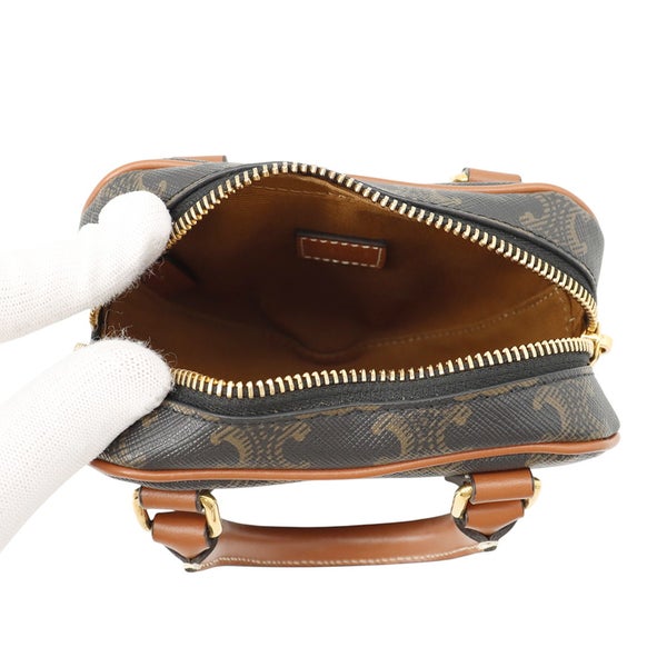 セリーヌ ハンドバッグ トリオンフ ハート PVC/レザー 198222 CELINE 2wayショルダーバッグ ブラウン