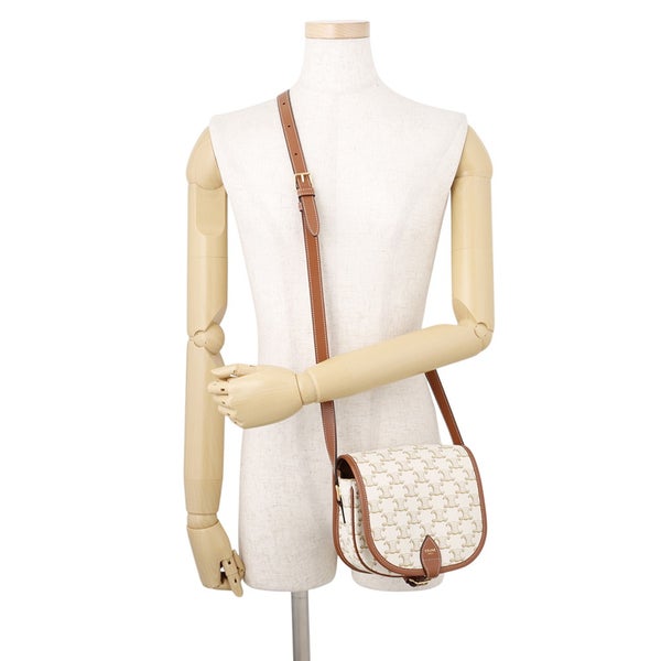 セリーヌ ショルダーバッグ ミディアム フォルコ トリオンフ PVC/カーフレザー 191502 CELINE バッグ 白