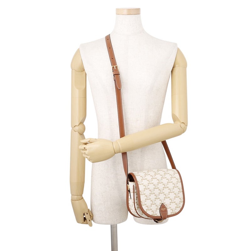 セリーヌ ショルダーバッグ ミディアム フォルコ トリオンフ PVC/カーフレザー 191502 CELINE バッグ 白