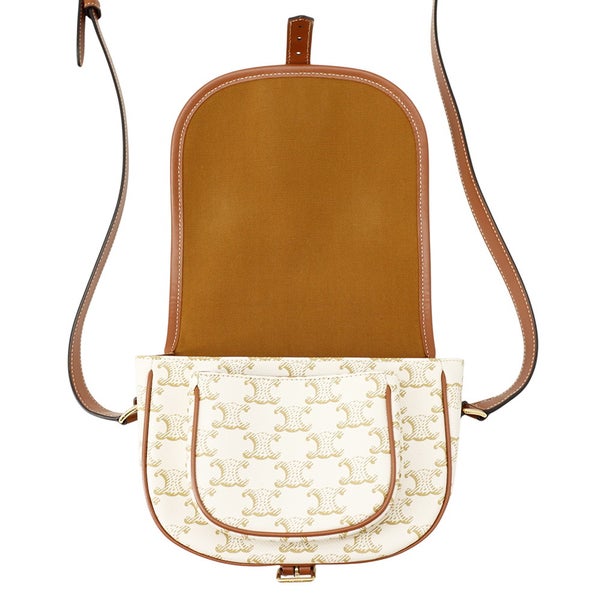 セリーヌ ショルダーバッグ ミディアム フォルコ トリオンフ PVC/カーフレザー 191502 CELINE バッグ 白