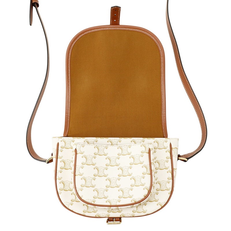 セリーヌ ショルダーバッグ ミディアム フォルコ トリオンフ PVC/カーフレザー 191502 CELINE バッグ 白