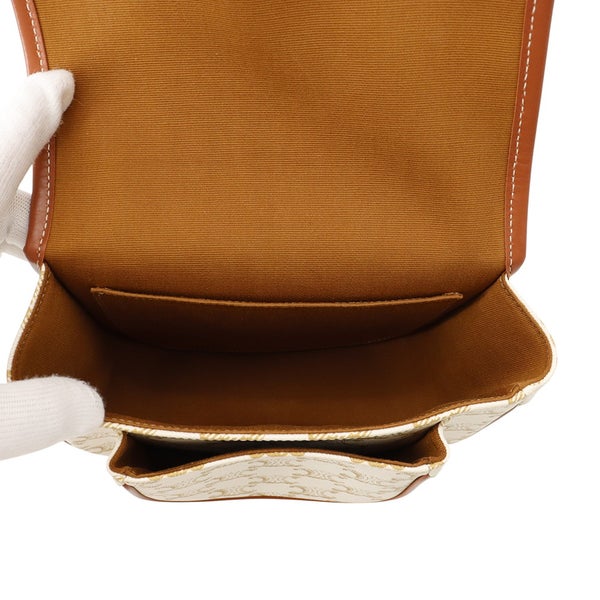 セリーヌ ショルダーバッグ ミディアム フォルコ トリオンフ PVC/カーフレザー 191502 CELINE バッグ 白