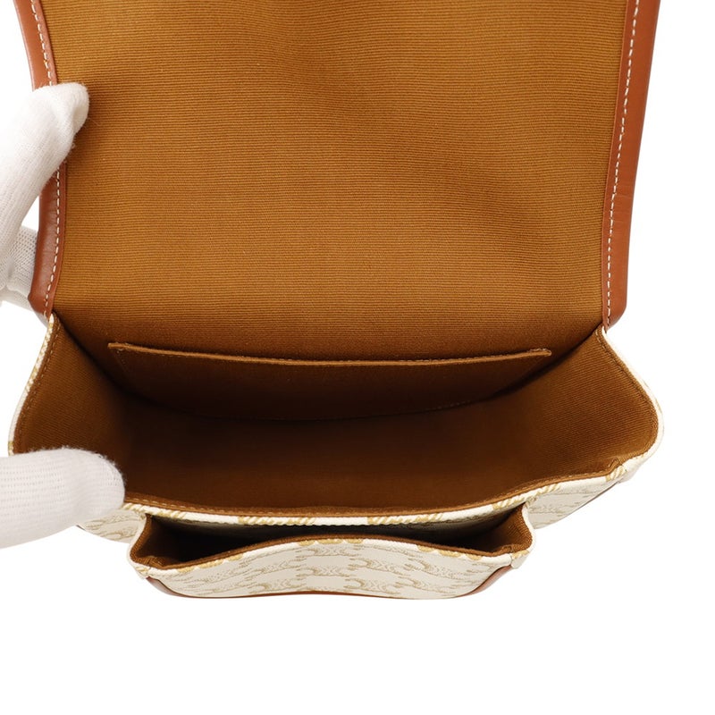 セリーヌ ショルダーバッグ ミディアム フォルコ トリオンフ PVC/カーフレザー 191502 CELINE バッグ 白