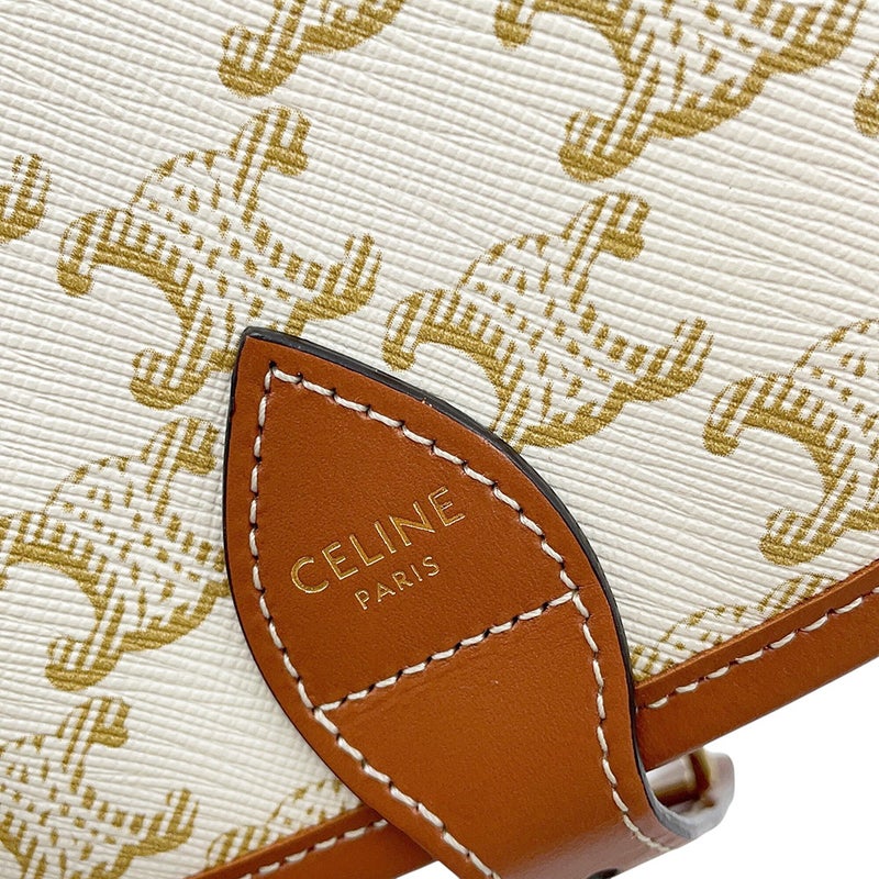 セリーヌ ショルダーバッグ ミディアム フォルコ トリオンフ PVC/カーフレザー 191502 CELINE バッグ 白