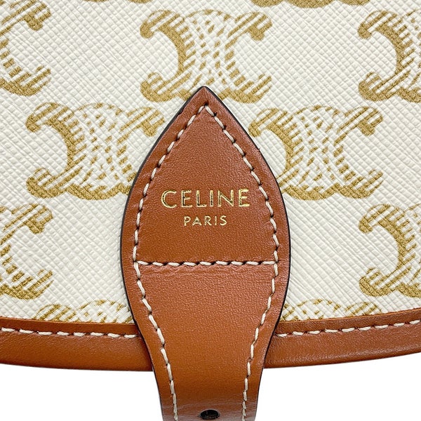 セリーヌ ショルダーバッグ ミディアム フォルコ トリオンフ PVC/カーフレザー 191502 CELINE バッグ 白