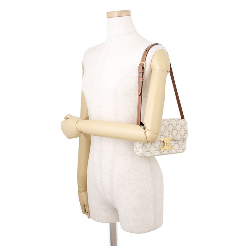 セリーヌ ショルダーバッグ トリオンフ クロード PVC カーフスキン 194142CUZ.01BC CELINE 白