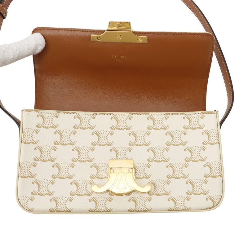 セリーヌ ショルダーバッグ トリオンフ クロード PVC カーフスキン 194142CUZ.01BC CELINE 白