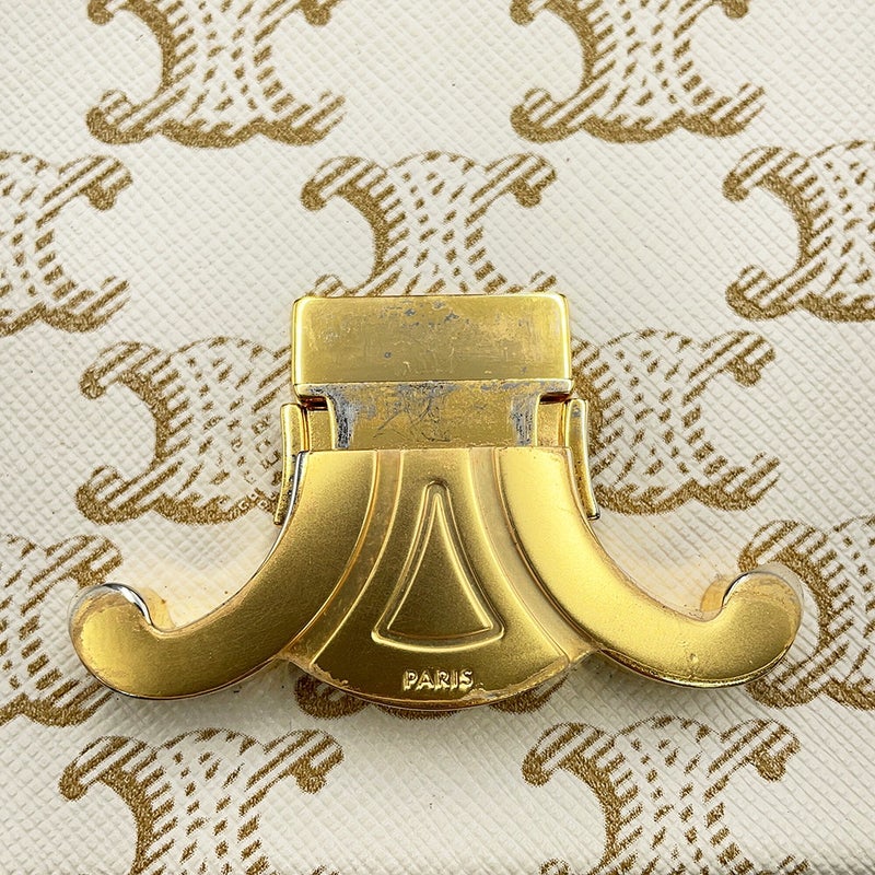 セリーヌ ショルダーバッグ トリオンフ クロード PVC カーフスキン 194142CUZ.01BC CELINE 白