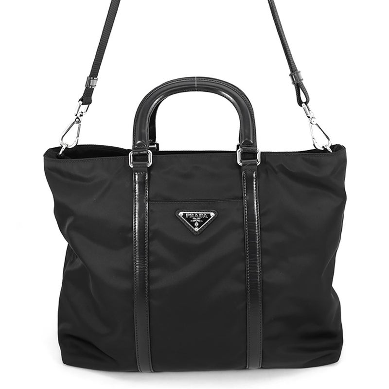 プラダ トートバッグ トライアングルロゴ ナイロン レザー B2879N PRADA 2way 黒