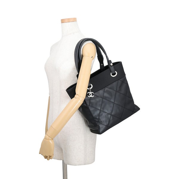 シャネル トートバッグ パリビアリッツトートPM マトラッセ ココマーク A34208 CHANEL 黒