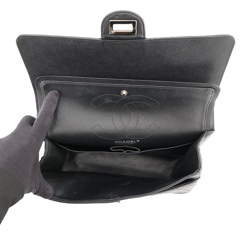 シャネル チェーンショルダーバッグ 2.55 シェブロン エイジドカーフレザー A37586 CHANEL 黒