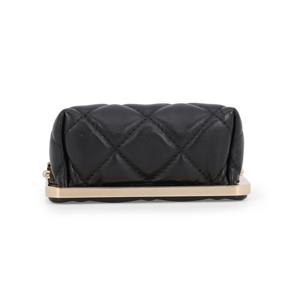 シャネル チェーンショルダーバッグ マトラッセ ココマーク がま口 ミニ ラムスキン AP2497 CHANEL 黒