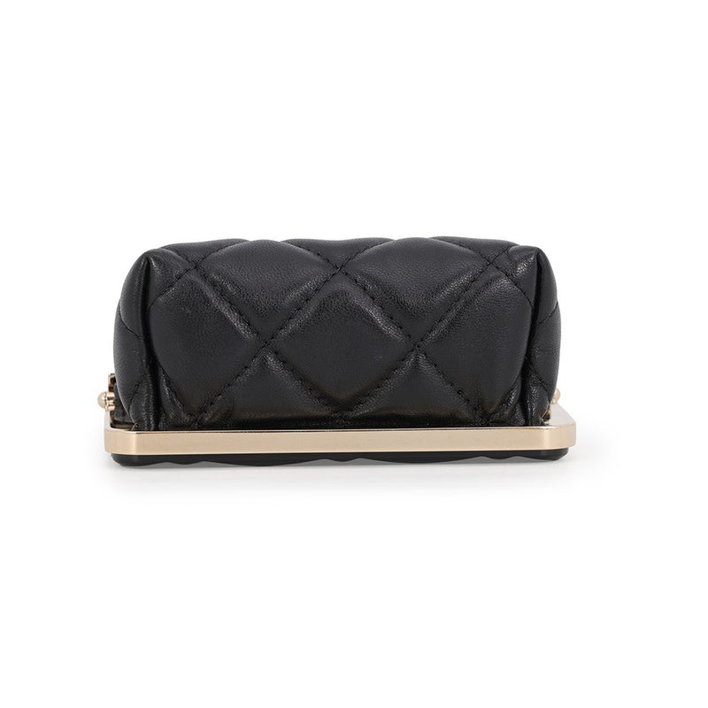 シャネル チェーンショルダーバッグ マトラッセ ココマーク がま口 ミニ ラムスキン AP2497 CHANEL 黒