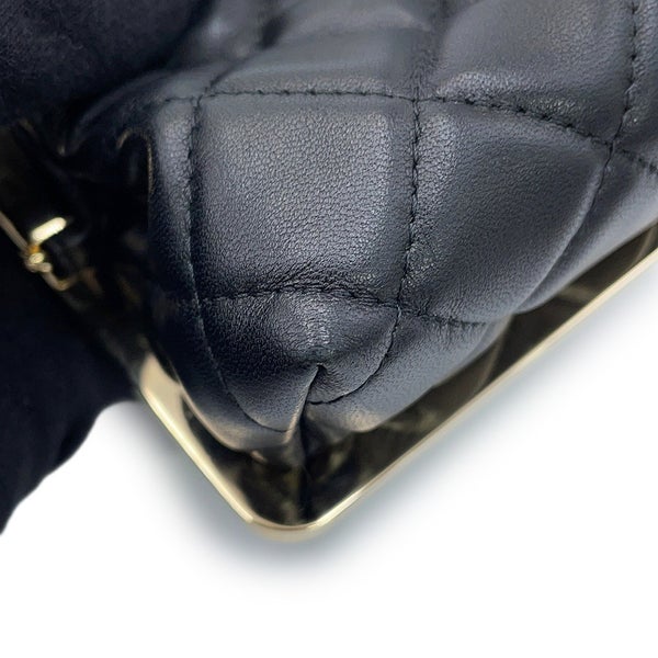シャネル チェーンショルダーバッグ マトラッセ ココマーク がま口 ミニ ラムスキン AP2497 CHANEL 黒