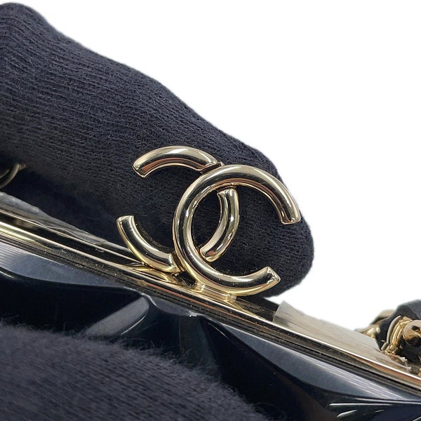 シャネル チェーンショルダーバッグ マトラッセ ココマーク がま口 ミニ ラムスキン AP2497 CHANEL 黒
