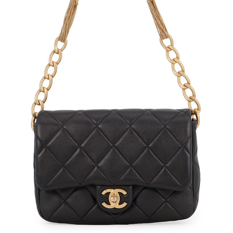 シャネル チェーンショルダーバッグ マトラッセ ココマーク ラムスキン AS4231 CHANEL 黒