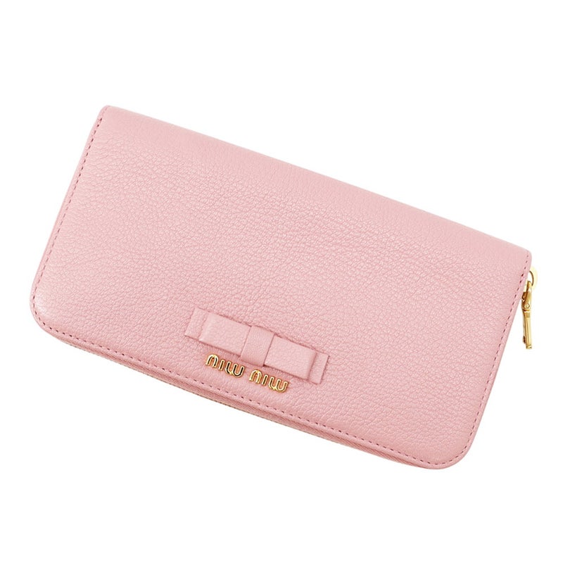 ミュウミュウ 長財布 リボン ロゴ レザー Miu Miu 財布