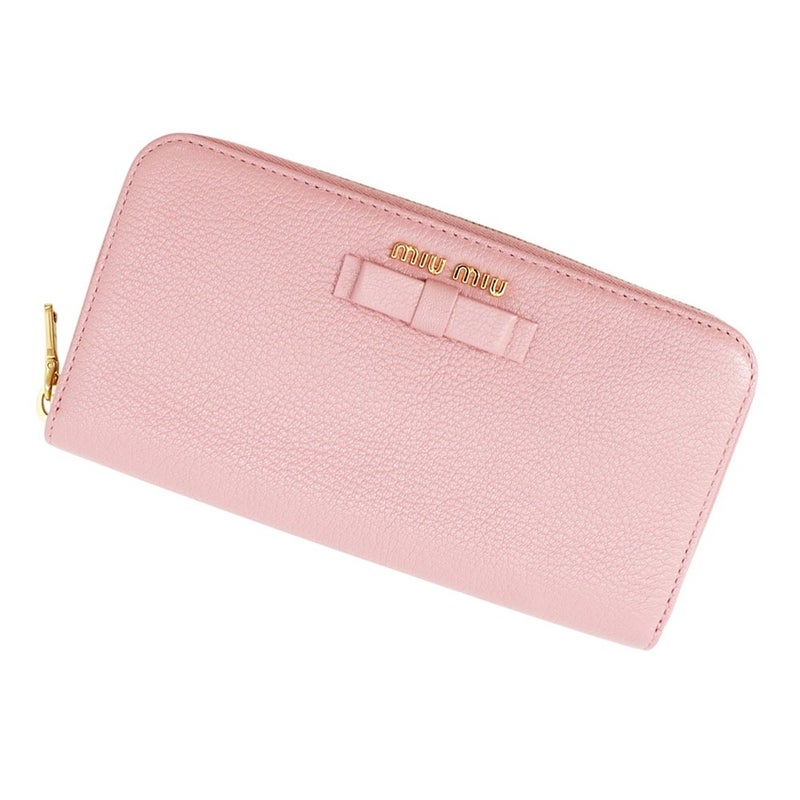 ミュウミュウ 長財布 リボン ロゴ レザー Miu Miu 財布
