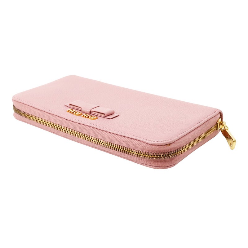 ミュウミュウ 長財布 リボン ロゴ レザー Miu Miu 財布