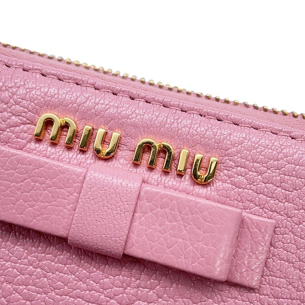 ミュウミュウ 長財布 リボン ロゴ レザー Miu Miu 財布