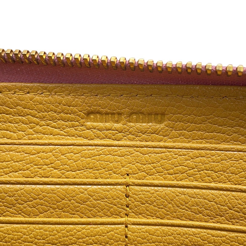 ミュウミュウ 長財布 リボン ロゴ レザー Miu Miu 財布