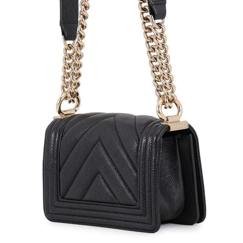 シャネル チェーンショルダーバッグ ボーイシャネル シェブロン キャビアスキン A67364 CHANEL 黒