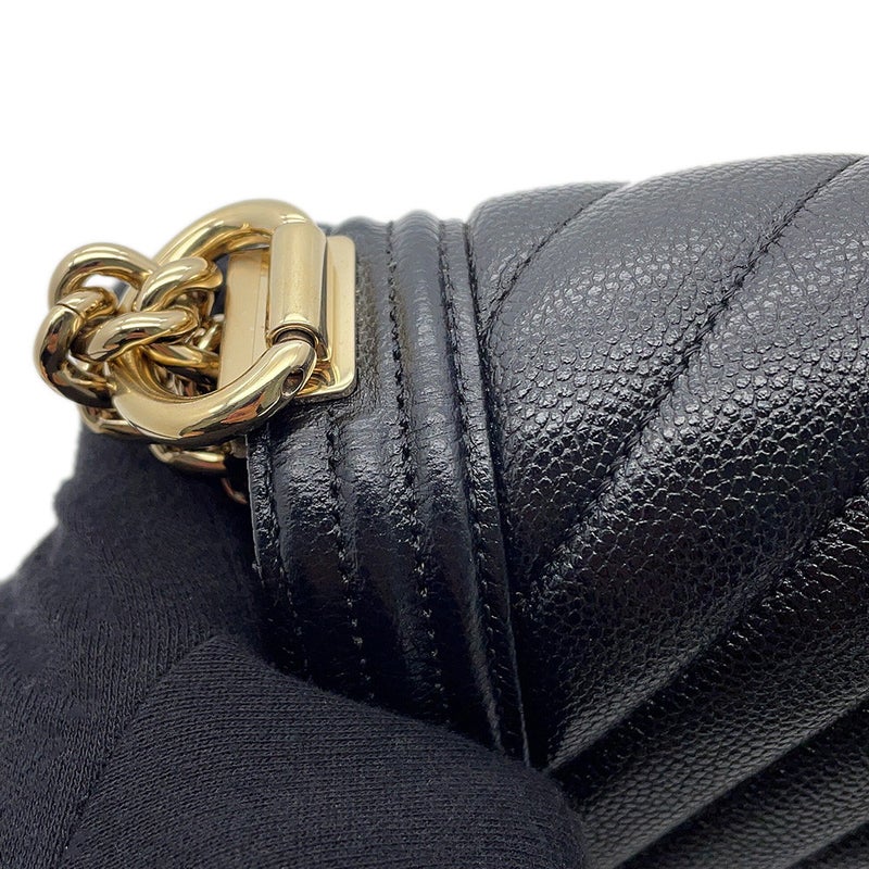 シャネル チェーンショルダーバッグ ボーイシャネル シェブロン キャビアスキン A67364 CHANEL 黒
