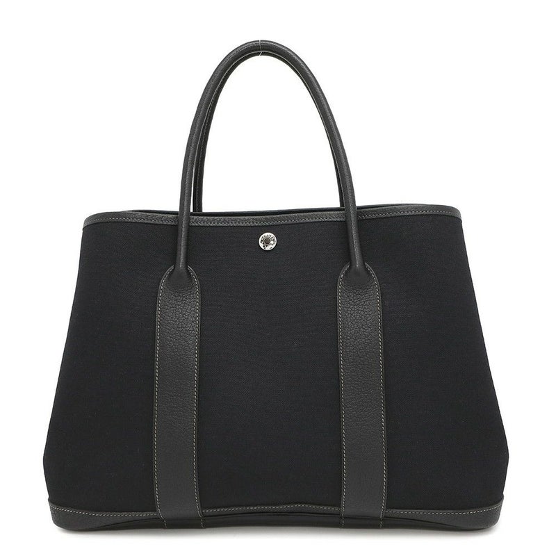 エルメス トートバッグ ガーデンパーティPM ブラック/シルバー金具 トワルオフィシエ/ブッフルスキッパー □H刻印 黒