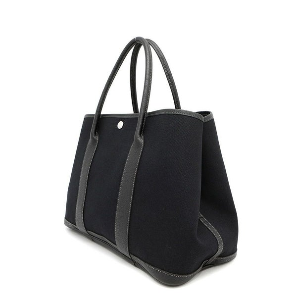 エルメス トートバッグ ガーデンパーティPM ブラック/シルバー金具 トワルオフィシエ/ブッフルスキッパー □H刻印 黒