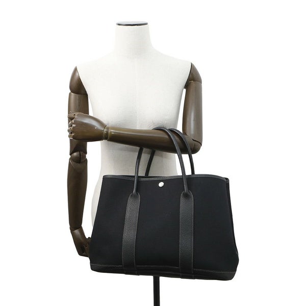 エルメス トートバッグ ガーデンパーティPM ブラック/シルバー金具 トワルオフィシエ/ブッフルスキッパー □H刻印 黒