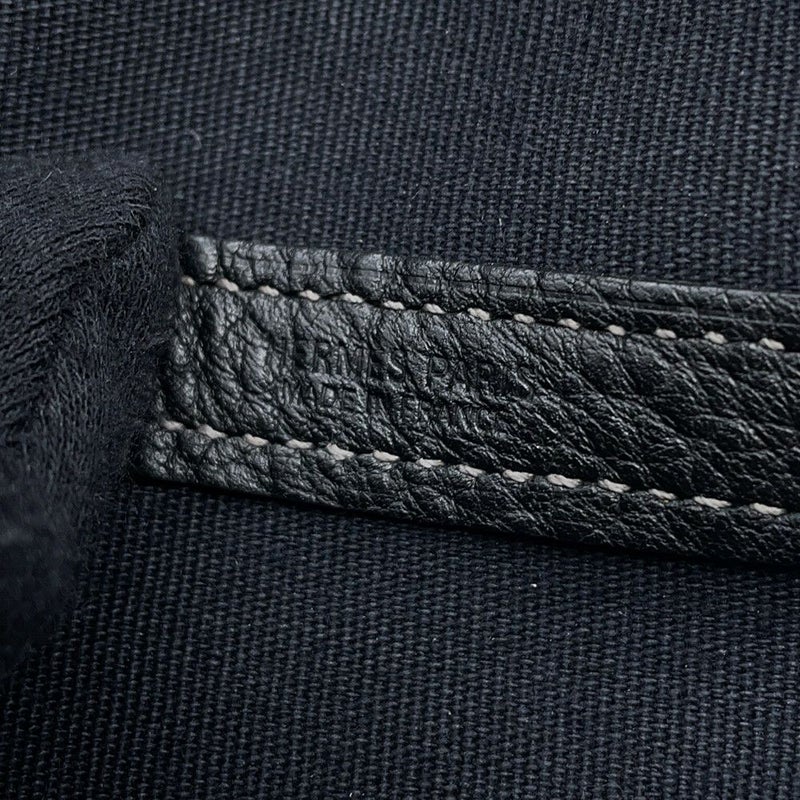 エルメス トートバッグ ガーデンパーティPM ブラック/シルバー金具 トワルオフィシエ/ブッフルスキッパー □H刻印 黒