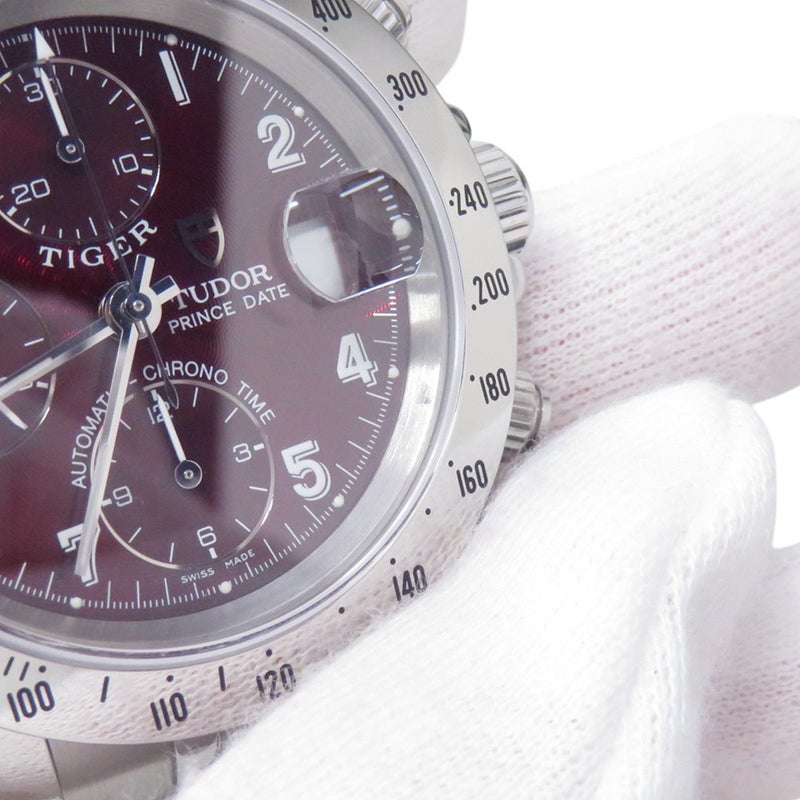 チュードル プリンスデイト クロノタイム 79280P TUDOR 腕時計 ワインレッド文字盤